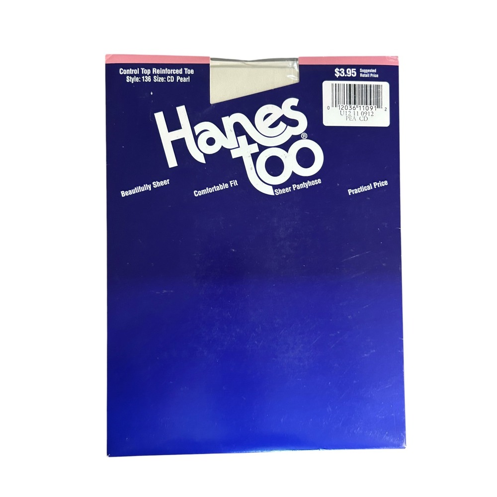 Hanes Too Sheer Vintage Pantyhose Control Top Reinforced Toe 1994 Style 136